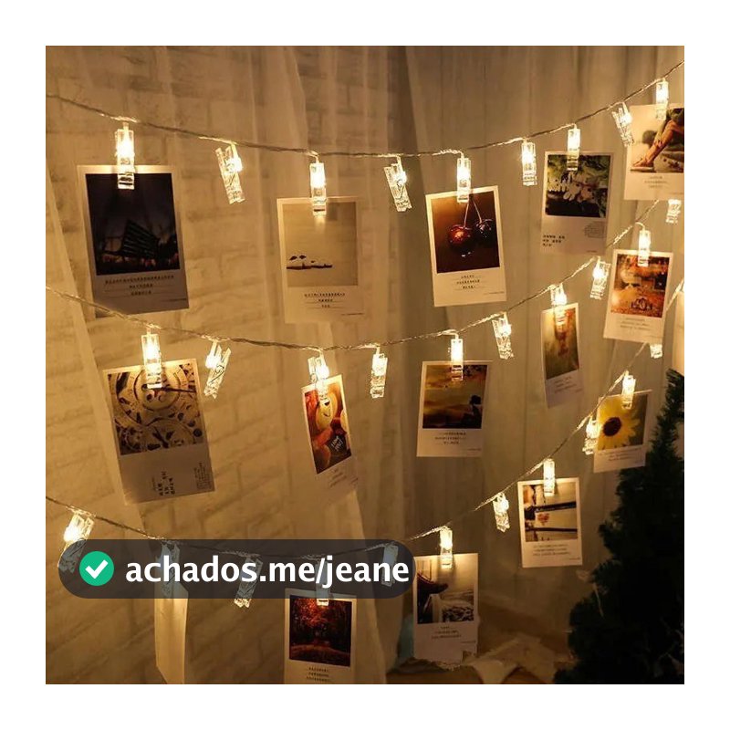 Varal Cordão Luminoso C/ 10 Prendedor Pregador Fotos Recados Decorativo Led 2 Metros