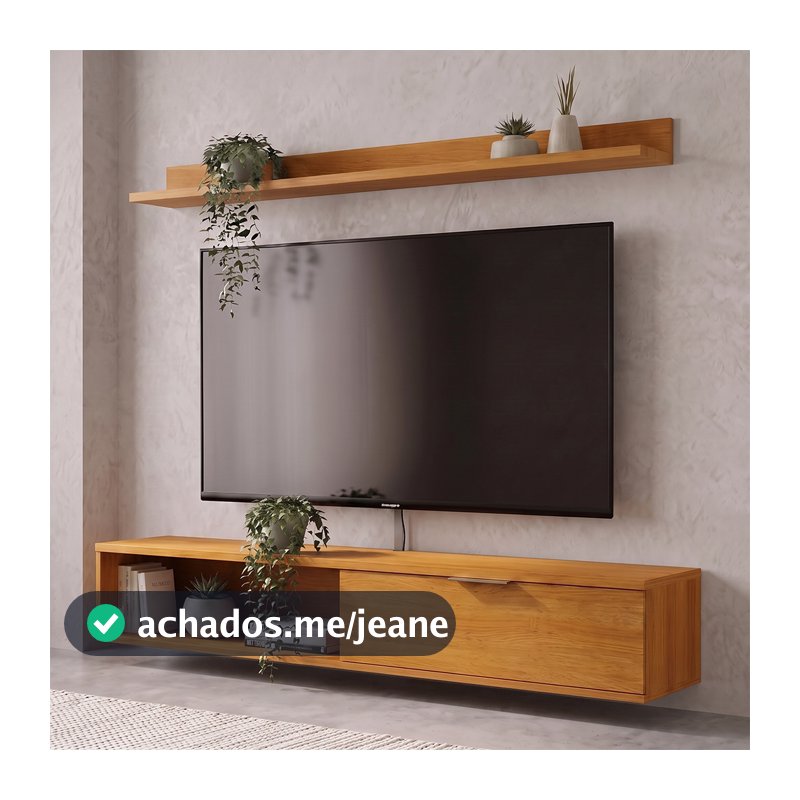 Rack Tv 55 Pol. Suspenso 136cm 1 Porta Lila Cinamomo Z49  - Mpozenato