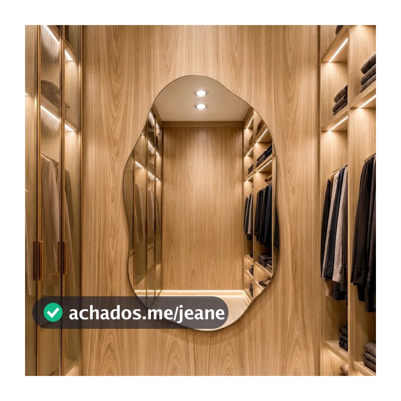 Espelho Vildrex Roma 70x50cm Design Moderno Lapidado Decorativo Moderno para Banheiro Quarto Parede Sem Moldura Luxo