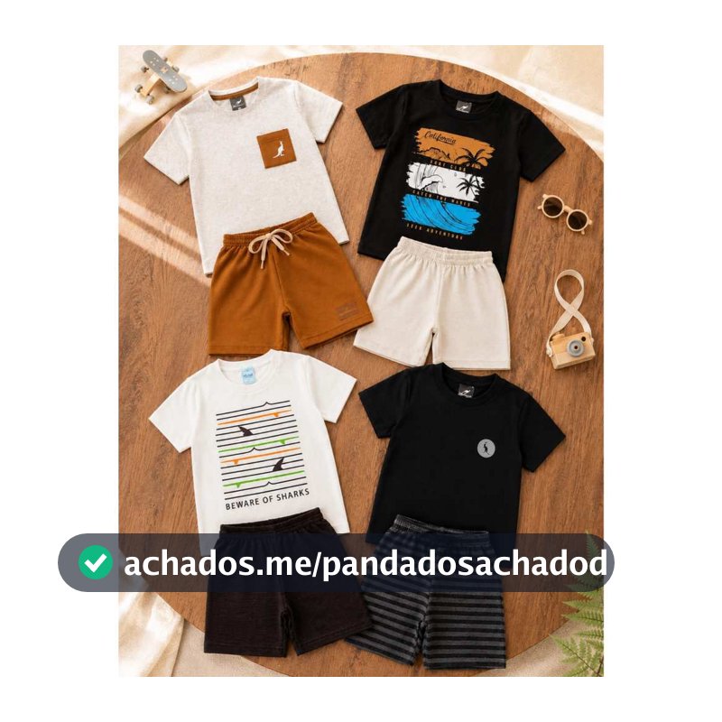 Kit 4 Peças Roupa Infantil Menino Verão Conjunto Confortável 2 Camisas 2 Shorts Sortido Roupa Bebê 1 ao 12