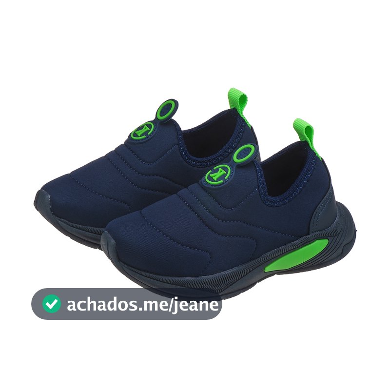 Kidstep Tenis Escolar Infantil Calce Fácil K Masculino Bordado Marinho com Verde