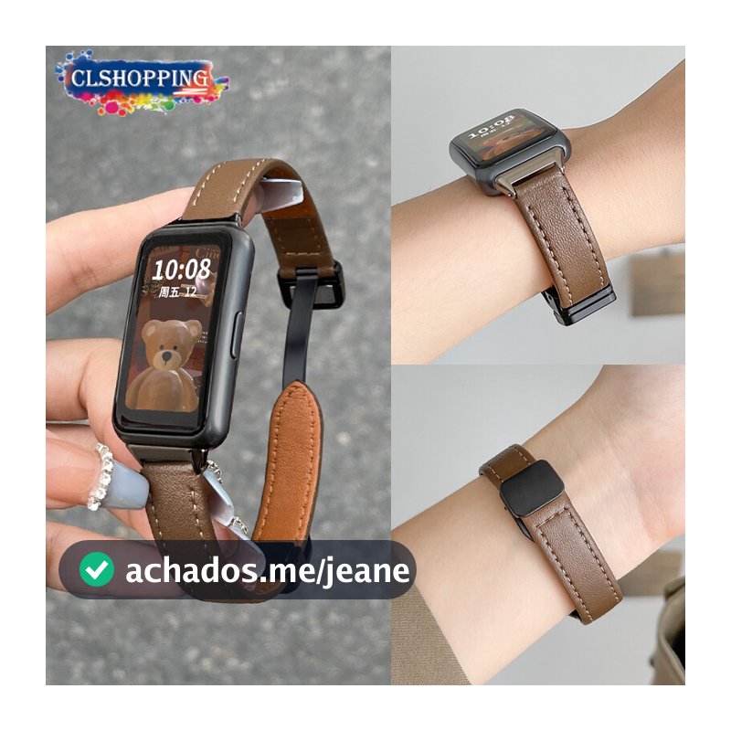 Pulseira De Couro Para Huawei band 10 9 8 NFC Magnética Banda 7 Relógio Ajuste 3 Smartwatch Esporte Cinto Mulher Homem
