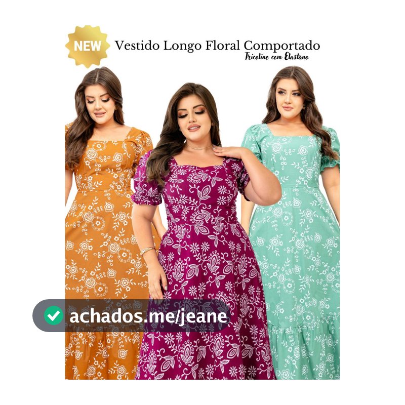 Vestido Super Midi Floral Tricoline Comportado
