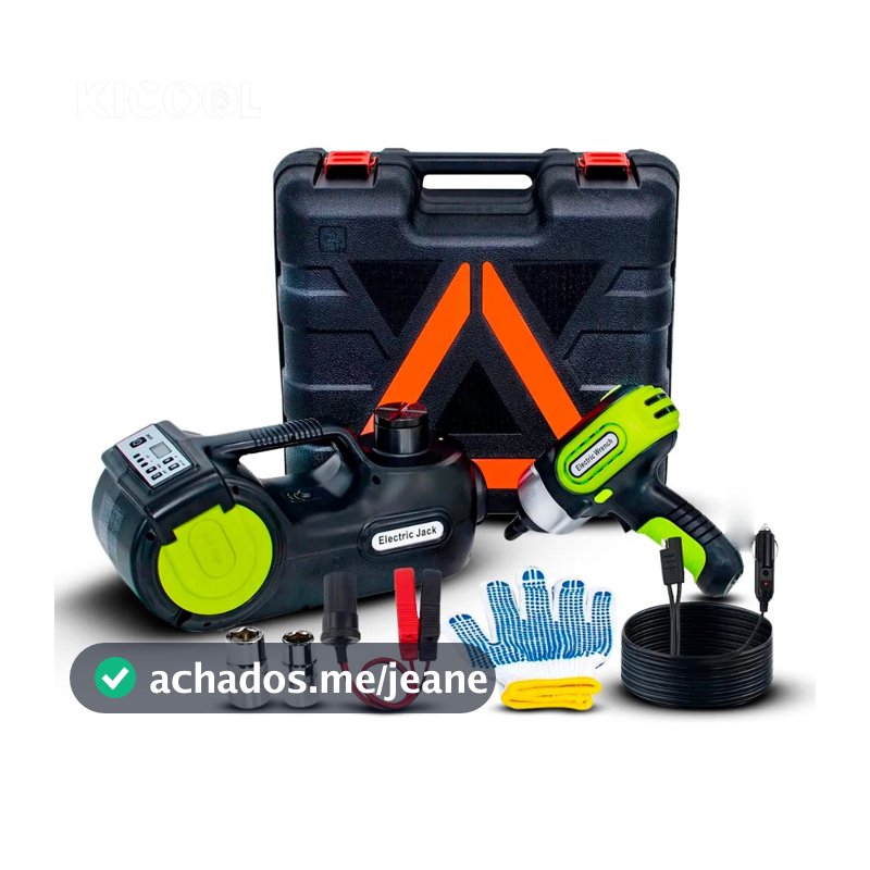 Kit Macaco Elétrico 4 Em 1 Compressor Chave De Impacto
