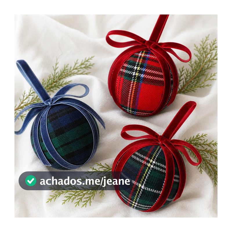 2026 novo estilo 8CM pano xadrez bola de natal pingente arco espuma bola de natal