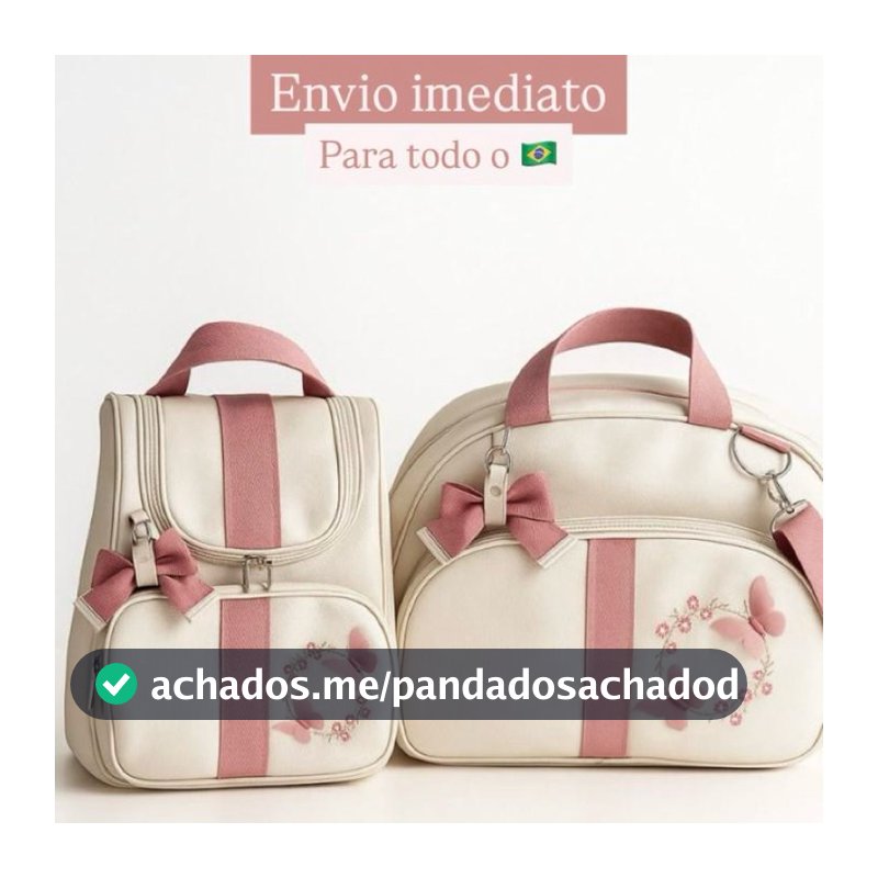 Bolsa Maternidade Luxo kit Bordado 2 Peças Menino / Menina BORBOLETAS 3D / SAFARI Mamãe e bebê