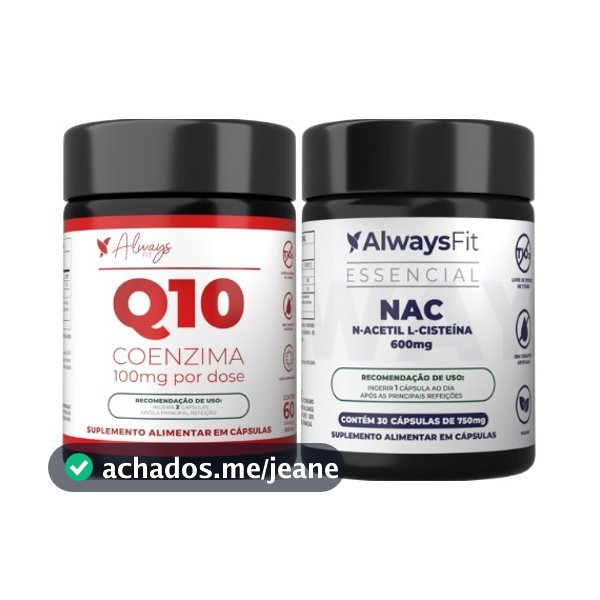 NAC + Coenzima Q10 - N-Acetil L-Cisteína NAC - 600mg - Coenzima Q10 com TCM e Vitamina E - 100mg Por Dose