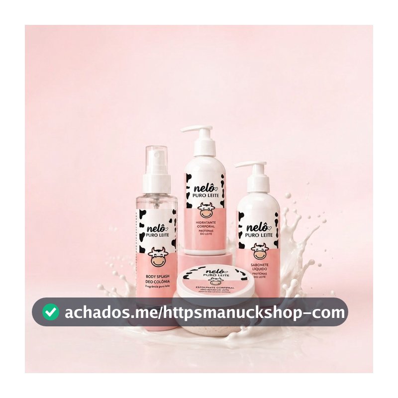 Kit Puro Leite Vaquinha - Sabonete, Esfoliante, Hidrante Corporal e Body Splash