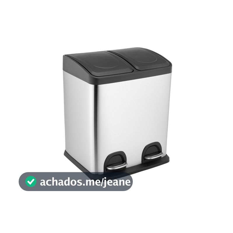 Lixeira Dupla Inox 30L Sistema com Pedal, Amortecedor e Balde Removível