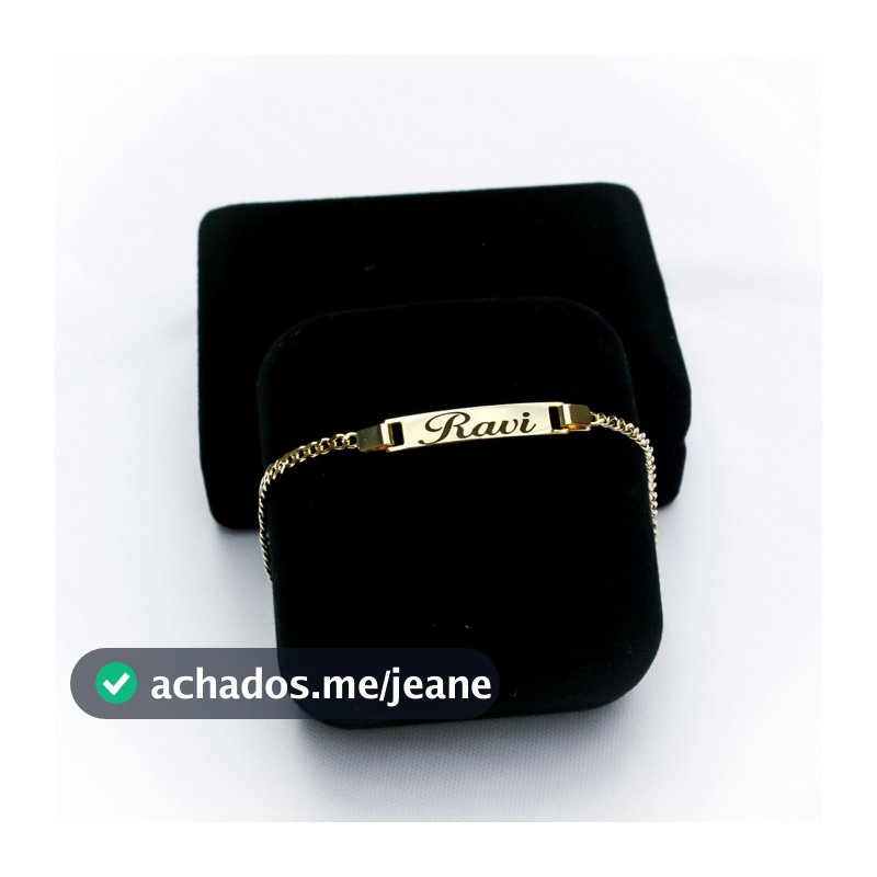 Pulseira Infantil Recém Nascido Banho Ouro 18k Gravação