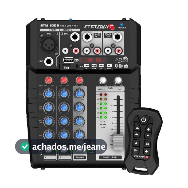 Mesa De Som Stetsom Stm1003 Automotiva Mixer 3 Canais 12v Bluetooth