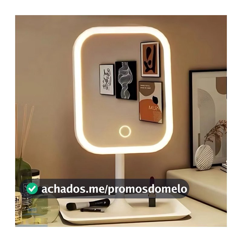 Espelho Decorativo com LED de Mesa Redondo / Quadrado