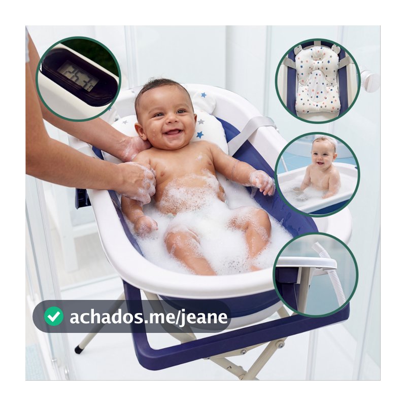 Banheira Para Bebês Dobrável Com Suporte 35l Até 16kg