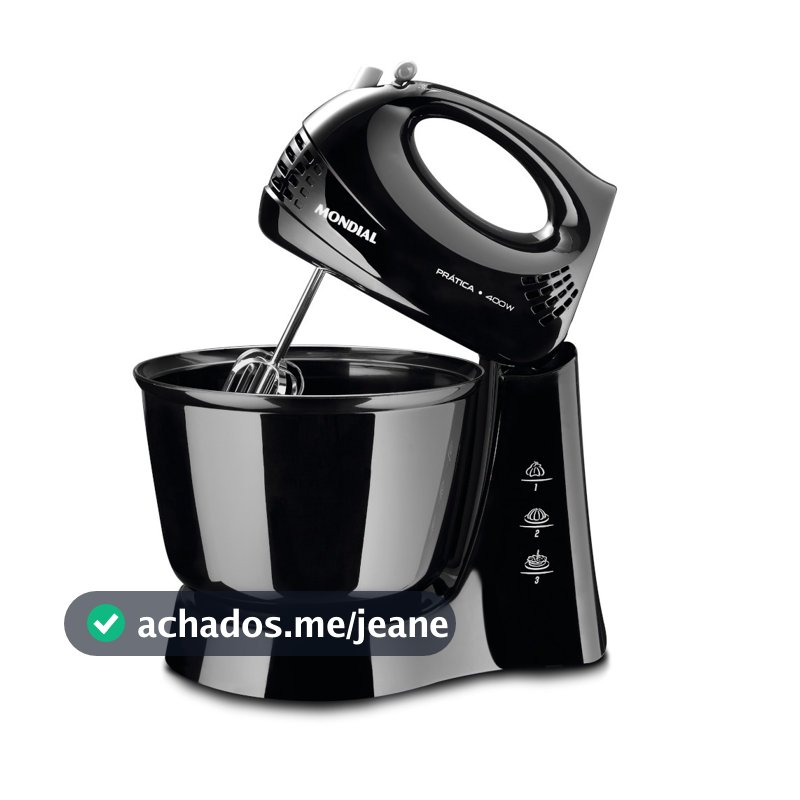 Batedeira 400 watts 3 velocidades preta Prática - B-44-B - Mondial