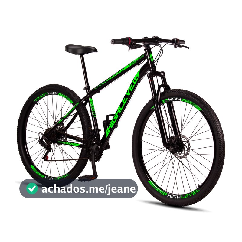 Bicicleta Aro 29 Highlevel Aço Carbono Freios a Disco Suspensão Dianteira 21 Marchas
