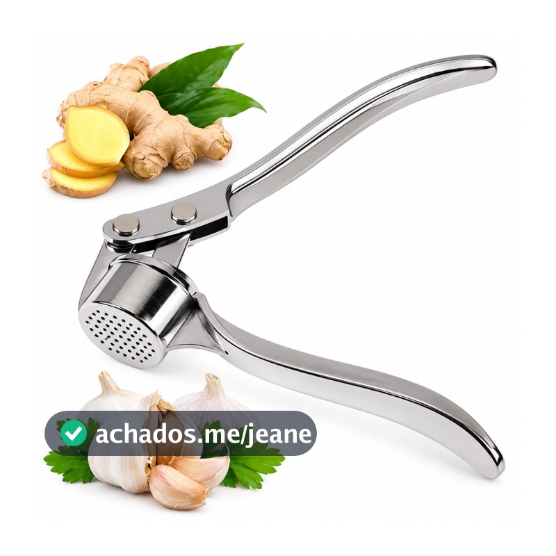 Espremedor de Alho Manual em Aço Inox Amassador Triturador Processador de Alho Gengibre Prático para Cozinha