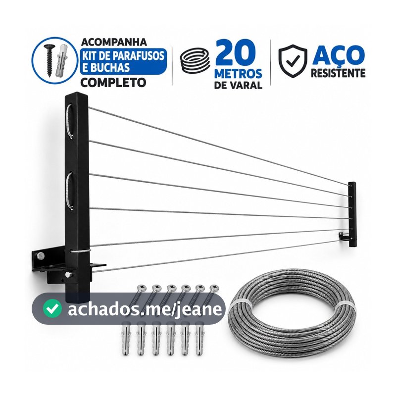 Varal Retrátil de Parede Dobrável – Prático, Compacto e Resistente
