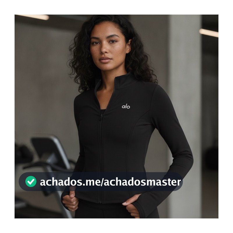 Jaqueta Fitness Feminina Manga Longa com Zíper e Bolso com Dedal para Academia Treino Fit