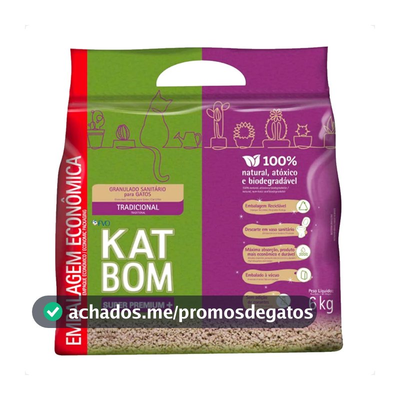 Katbom Tradicional Granulado Sanitário para Gatos - 6 Kg