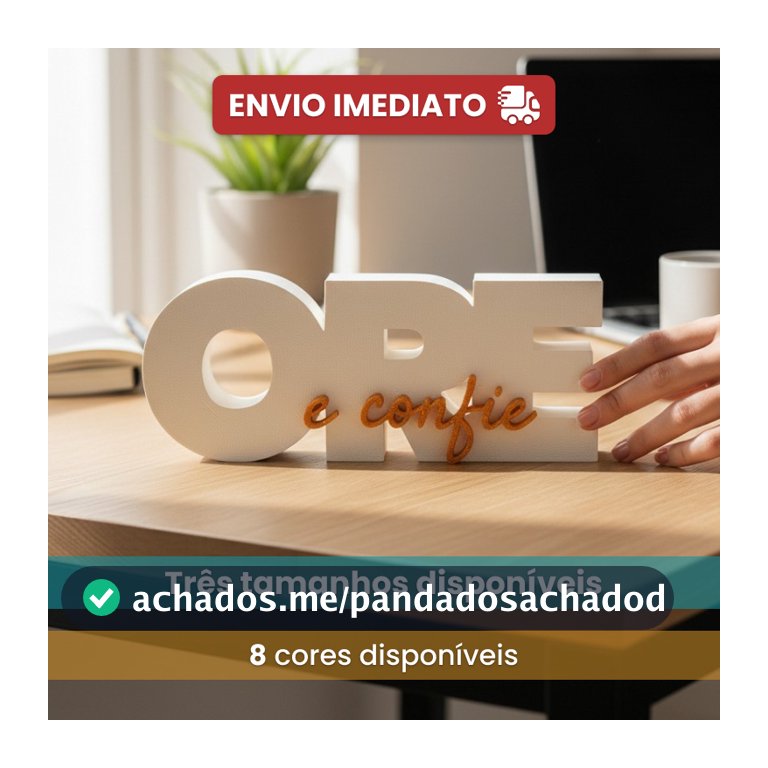 Letreiro Cristão Ore e Confie Placa Decorativa Resistente Decoração Ideal Sala Escritório Quarto