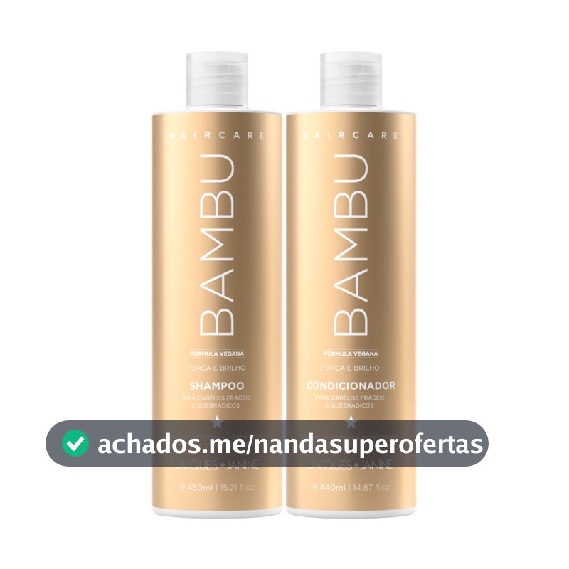 Kit Hair Care Bambu Jacques Janine Shampoo Sem Sal 450ml + Condicionador Leave-in 440ml Força Crescimento Capilar