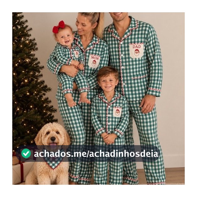 Pijama Natal em Família- bordado personalizado