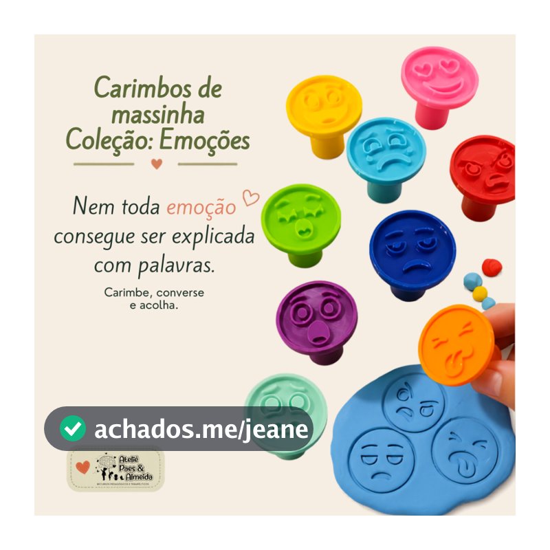 Kit 10 Carimbos de Massinha – Coleção Emoções: Educação Emocional, Comunicação Não Verbal e Inclusão