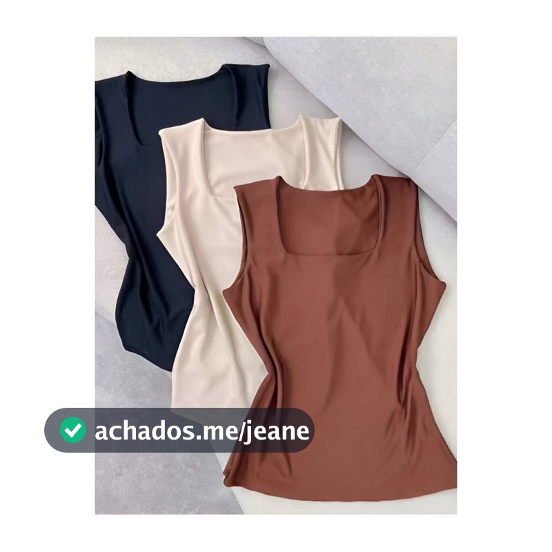 Regata Feminina Blusinha Decote Suplex Básica Lisa Elegante Blogueira Tendência Dia a Dia Casual 7.7