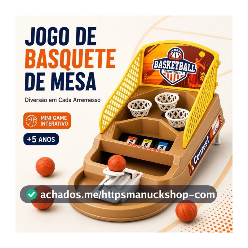 Jogo de Basquete de Mesa Infantil Mini Basquete com Lançador 3 Cestas 3 Bolinhas Brinquedo 5+