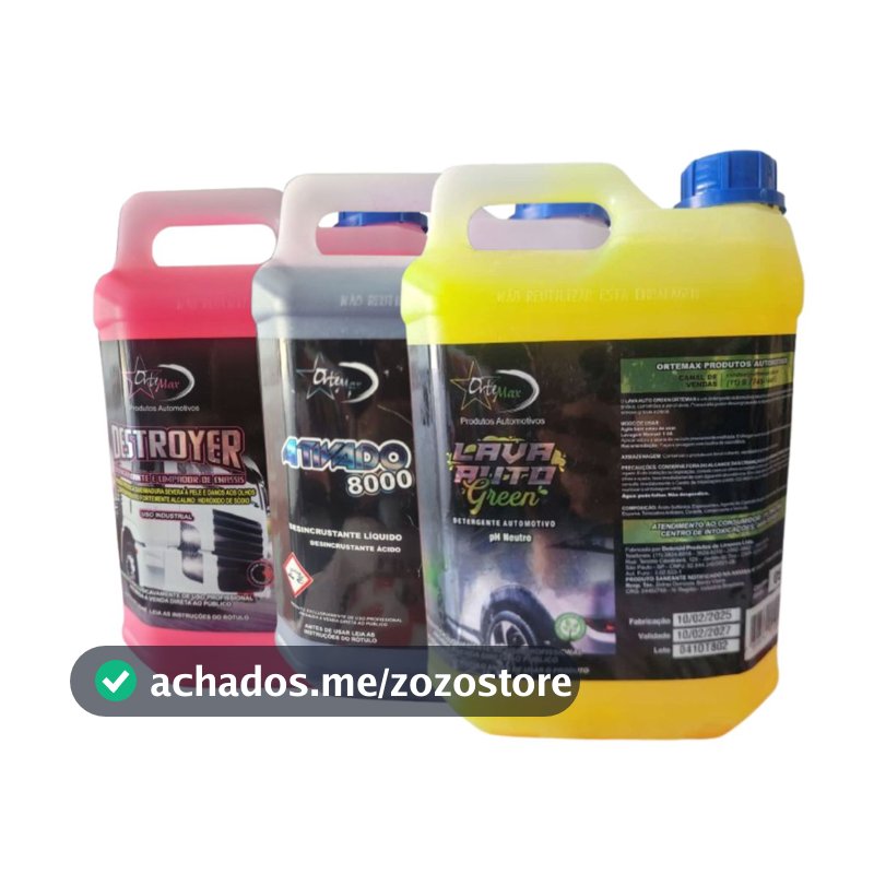 Shampoo Neutro 5L + Kit para Lava Rápido Desincrustante 5L + Desengraxante 5L