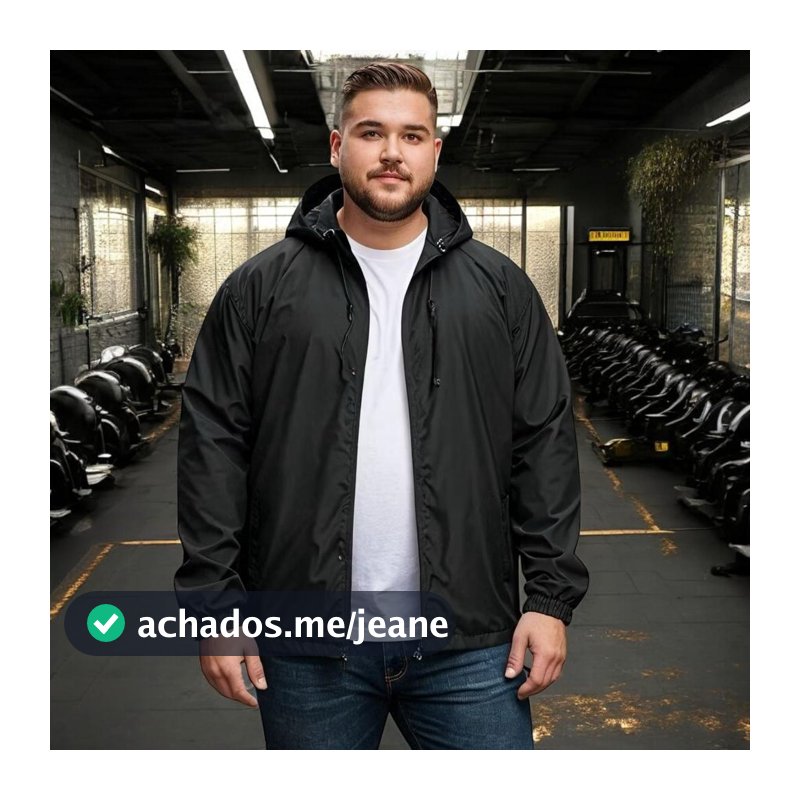 Jaqueta Corta Vento Plus Size P ao G4  Masculina Impermeável Capuz Zíper