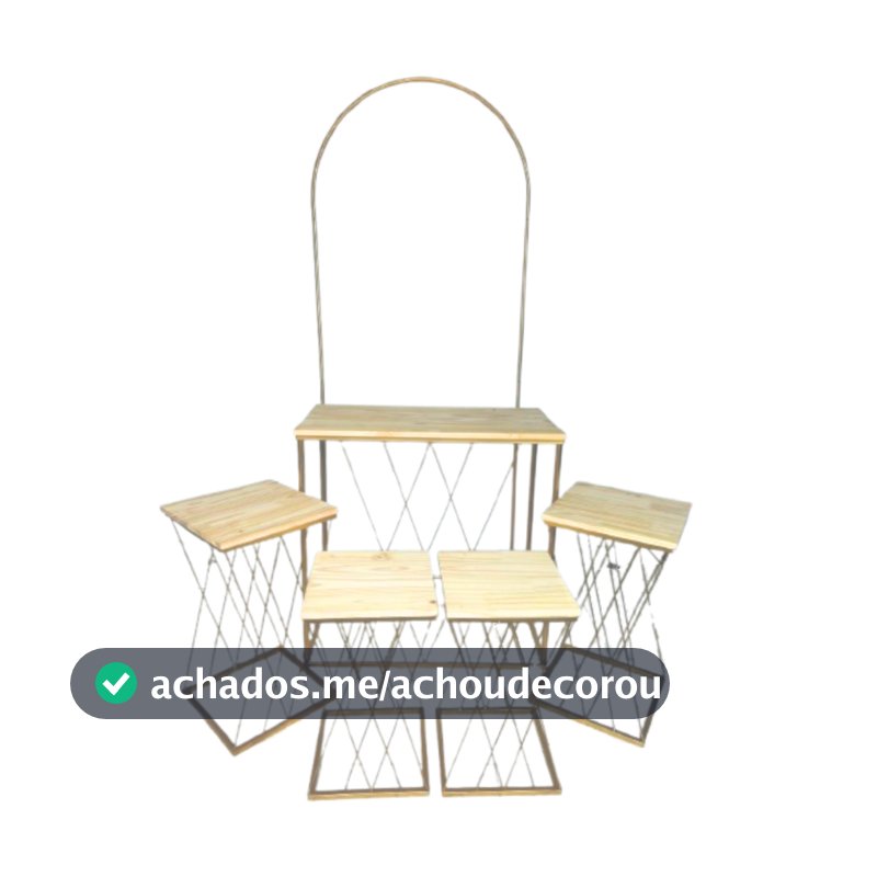 Kit 5 Mesas De Ferro Teia Para Decoração De Festas Eventos Aniversários Mesa De Centro + Arco Romano