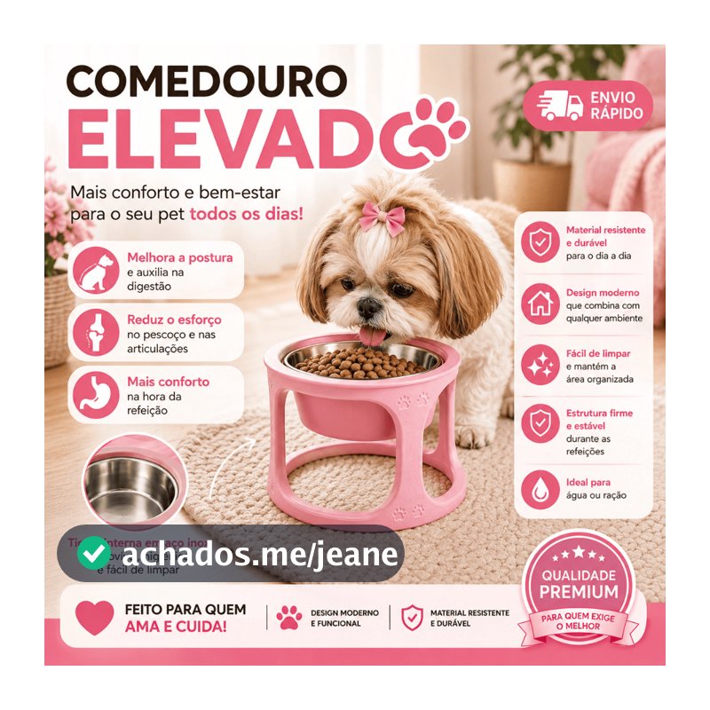 Comedouro Elevado Pet Premium Inox Para Cachorro Gato Bebedouro Tigela