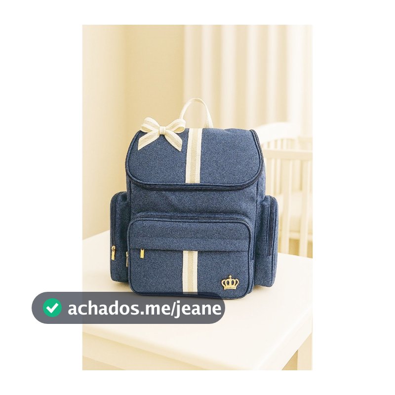Mochila Bebe Maternidade G Luxo Azul / Bege Menino Laço