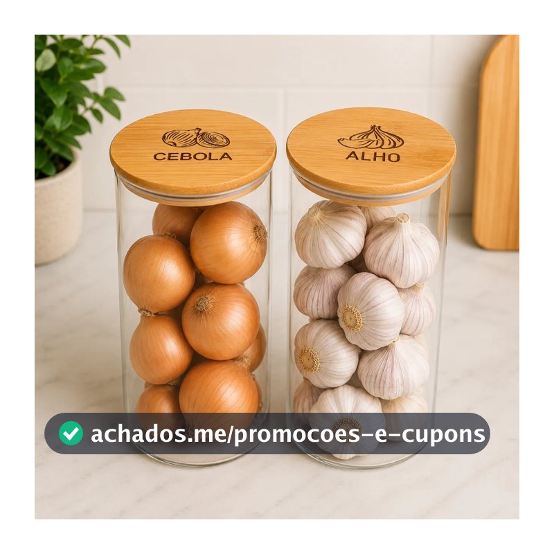 Kit Potes Alho Cebola Sal E Pimenta Organizador Cozinha Tampa De Bambu Transparente Porta Mantimentos Decorativo Cozinha