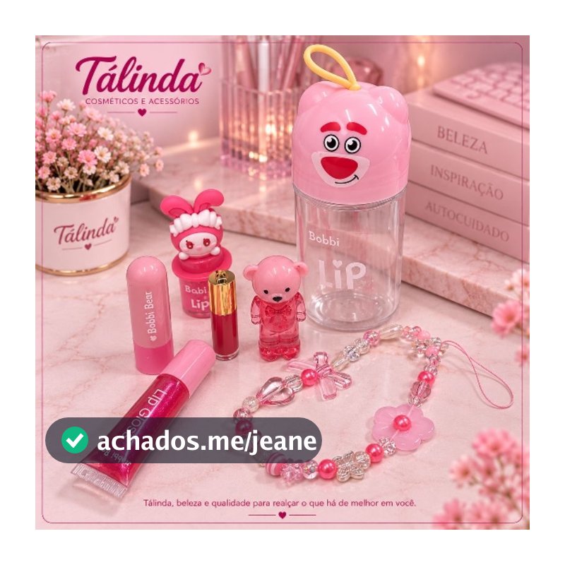 Potinho De Urso Com Mini Gloss Mágico e Acessórios - Lua e Neve e Bobbi Rara