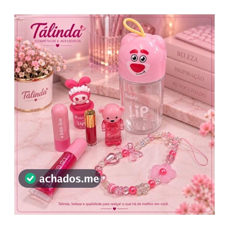 Potinho De Urso Com Mini Gloss Mágico e Acessórios - Lua e Neve e Bobbi Rara