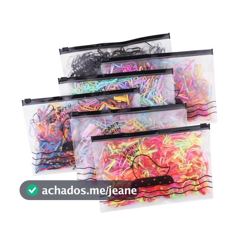 Kit 2000 Peças Bolsa Elástico De Cabelo Feminino Descartável Multicolorido