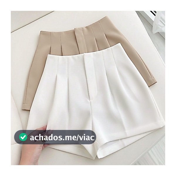Kit 2 Shorts Alfaiataria Feminino Cintura Alta com Pregas Elegantes