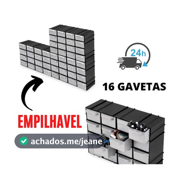 Organizador Com Gavetas Empilhavel Multiuso Plástico Mini Gaveteiro Caixa com 16 Gavetas - TOY