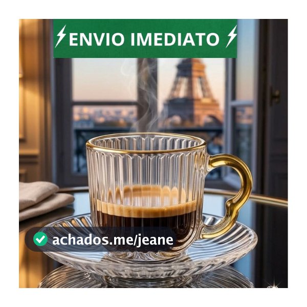 Jogo de Xícaras de Vidro Luxo 80ml com Borda Dourada + Pires Graffiato Premium