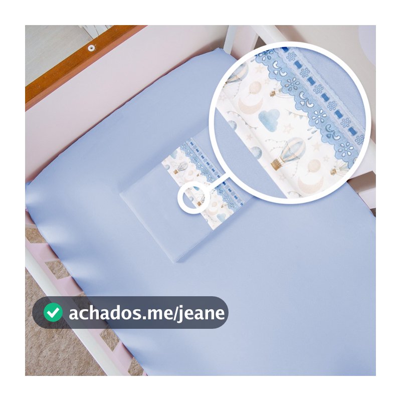 Jogo Lençol 02 Peças MIN BERÇO Bebê Percal 400 Fios Super Macio Menino Menina