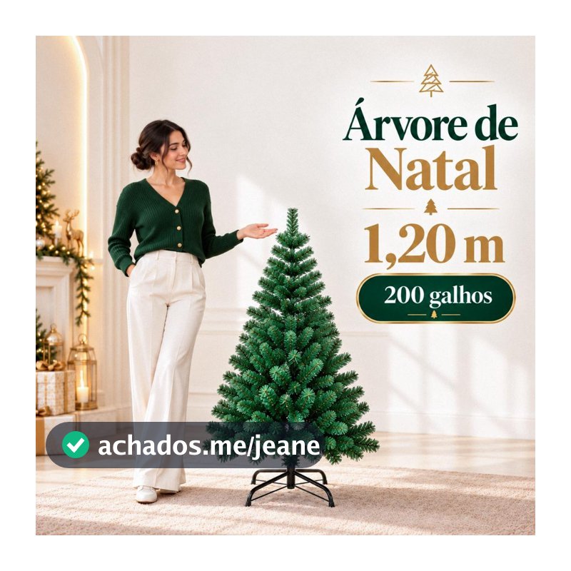 Árvore de Natal 1,20m Pinheiro 200 Galhos Base Metálica