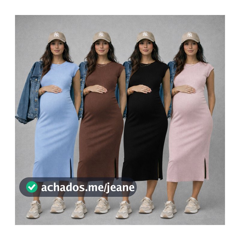 Vestido Midi Tubinho Gestante Muscle Tee Canelado/Ribana com Fenda para Gravida Regata Elegante