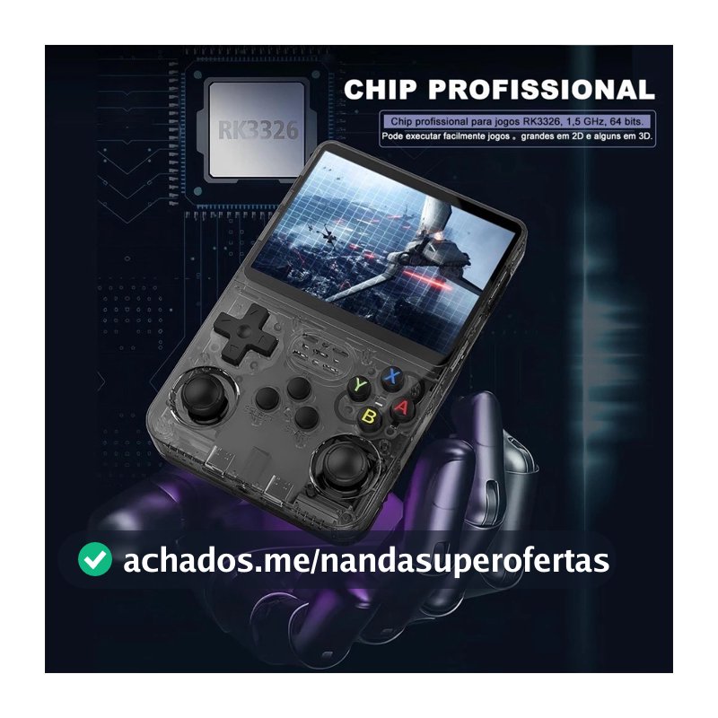 Console Portátil R36S + de 15.000 Jogos Vídeo Game 64g Linux Tela IPS 3.5 Polegadas