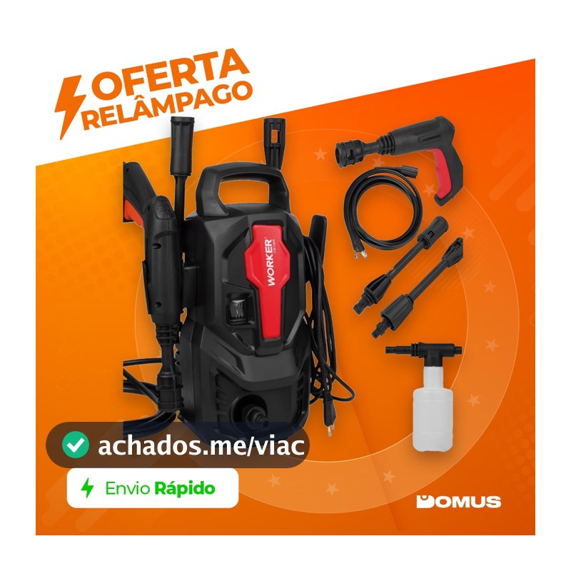 Lavadora de Alta Pressão 1200W LW1305 Hidrolavadora Compacta Worker