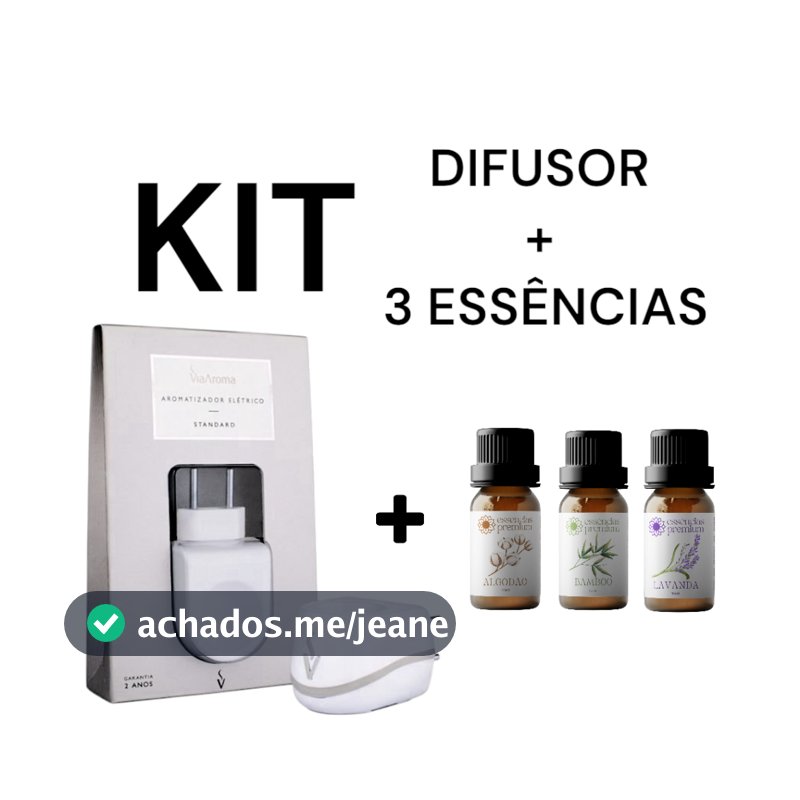 Difusor Aromatizador Elétrico Standard Bivolt Via Aroma + 3 Essência 15 ml