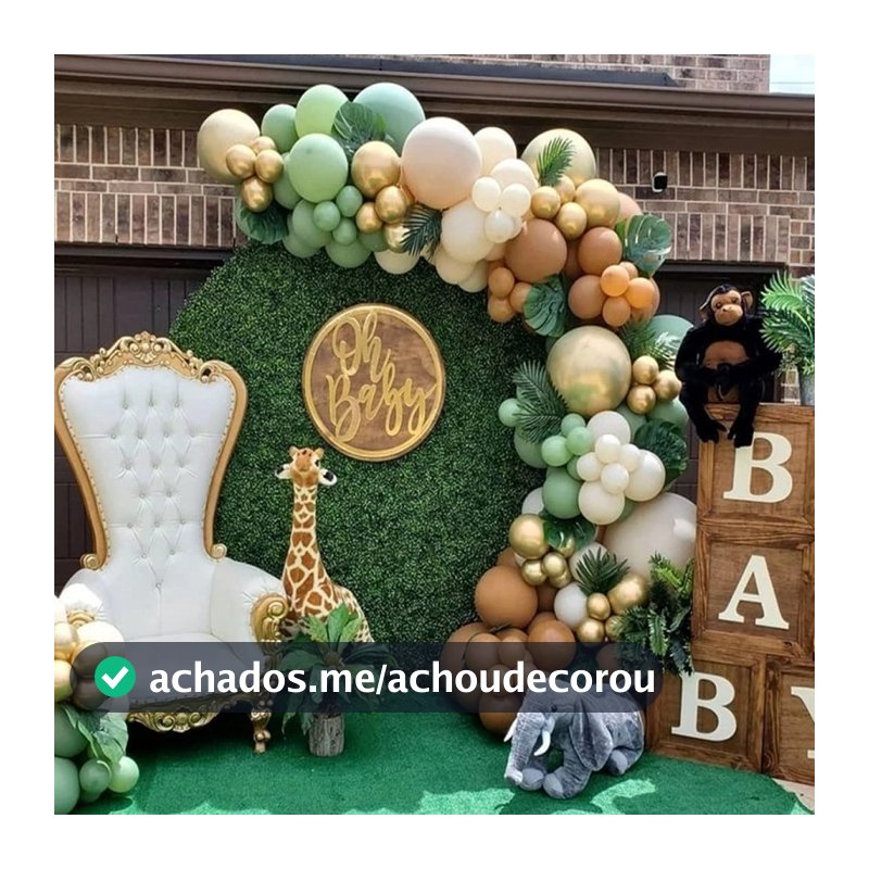 Kit de Balões Safari 181 Peças Cores Terrosas com Girafa para Festa Aniversário e Chá de Bebê