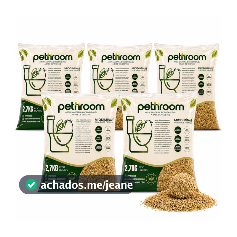 Kit Areia Higienica Sanitaria Para Gatos 13,5KG Base Mandioca