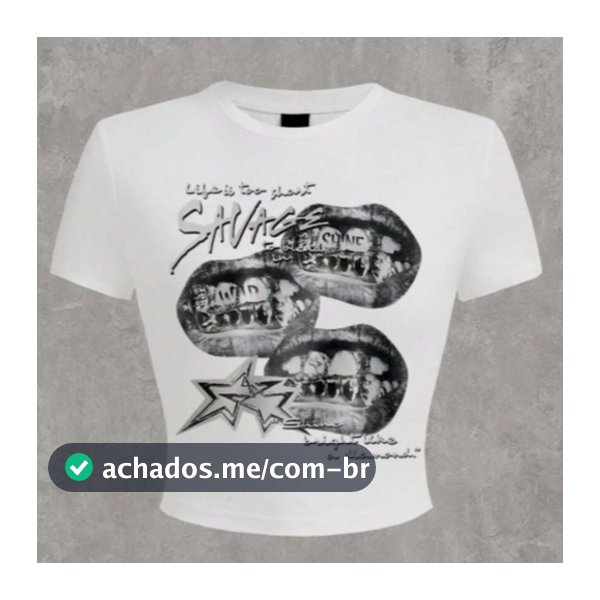 Blusa Cropped Streetwear Diva Lábios Star Algodão Casual Feminino